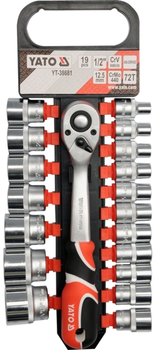 YATO Komplet nasadek z grzechotką 1/2", 19 cz.
