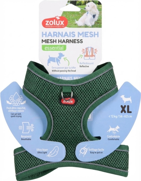ZOLUX Oddychające szelki z siatki dla psa XL zielone 1 sztuka