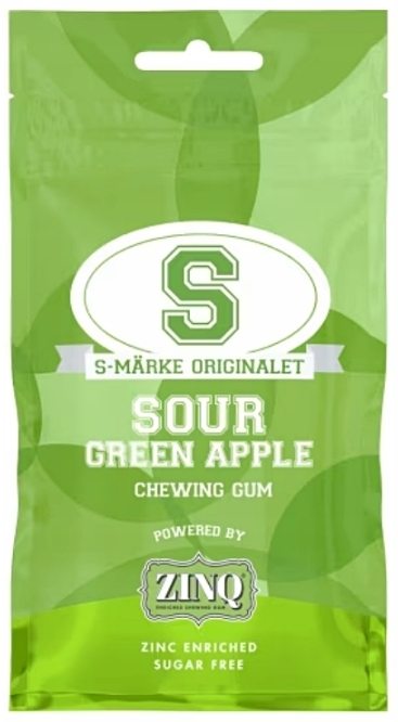 Zinq Sour Green Apple Guma do żucia o smaku kwaśnego jabłka wzbogacona cynkiem 22 szt.