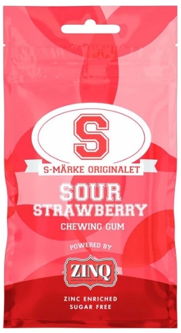 Zinq Sour Strawberry Guma do żucia o smaku kwaśnej truskawki wzbogacona cynkiem 22 szt.